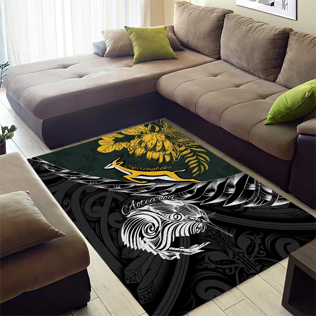 New Zealand and South Africa Rugby Area Rug Maori Kiwi With Springboks LT15 - Polynesian Pride