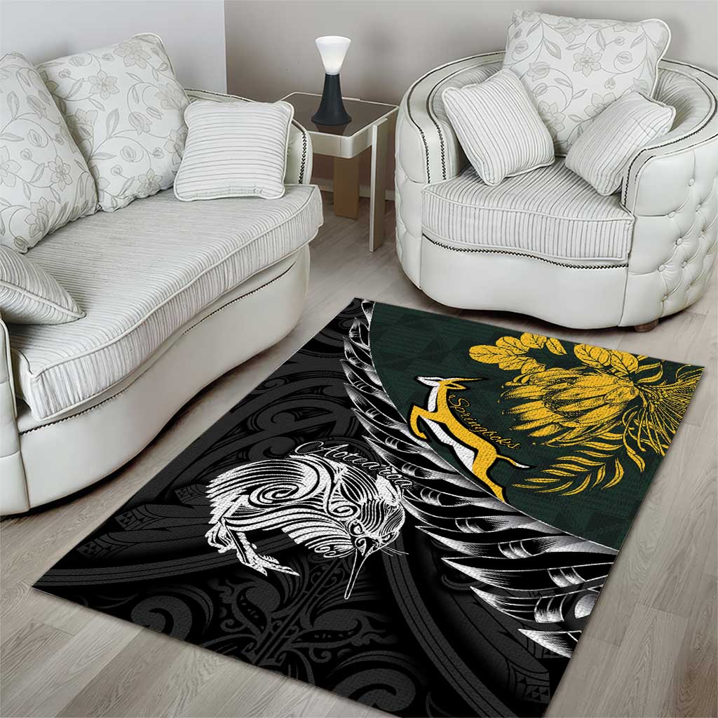New Zealand and South Africa Rugby Area Rug Maori Kiwi With Springboks LT15 - Polynesian Pride