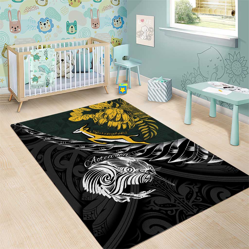 New Zealand and South Africa Rugby Area Rug Maori Kiwi With Springboks LT15 - Polynesian Pride