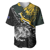 New Zealand and South Africa Rugby Personalised Baseball Jersey Maori Kiwi With Springboks LT15 Black - Polynesian Pride