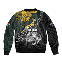 New Zealand and South Africa Rugby Personalised Bomber Jacket Maori Kiwi With Springboks LT15 - Polynesian Pride