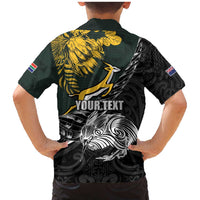 New Zealand and South Africa Rugby Personalised Family Matching Mermaid Dress and Hawaiian Shirt Maori Kiwi With Springboks LT15 - Polynesian Pride