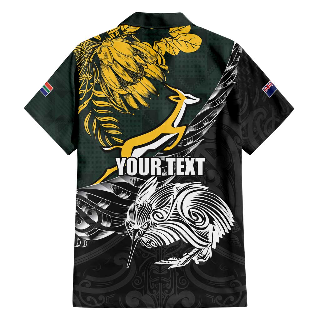 New Zealand and South Africa Rugby Personalised Family Matching Puletasi and Hawaiian Shirt Maori Kiwi With Springboks LT15 - Polynesian Pride