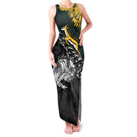 New Zealand and South Africa Rugby Personalised Family Matching Tank Maxi Dress and Hawaiian Shirt Maori Kiwi With Springboks LT15 Mom's Dress Black - Polynesian Pride