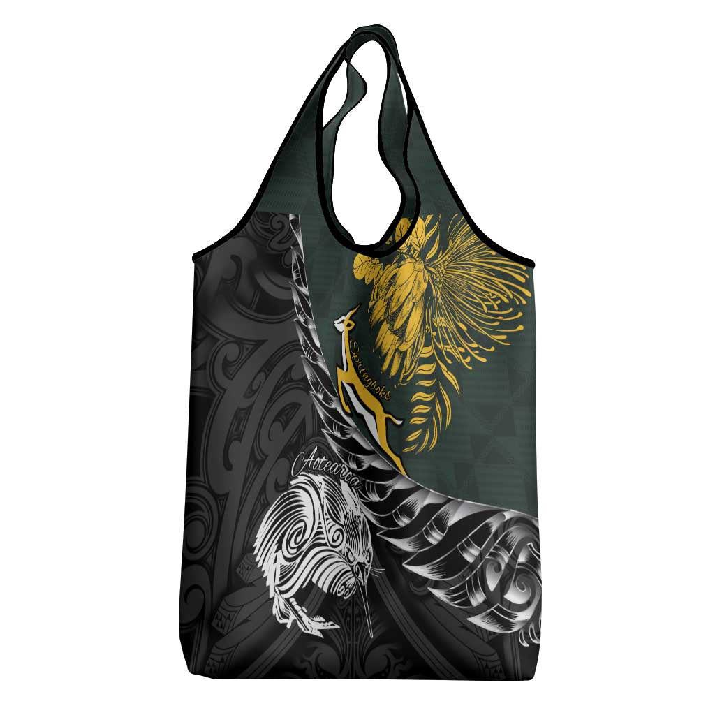 New Zealand and South Africa Rugby Grocery Bag Maori Kiwi With Springboks LT15 - Polynesian Pride