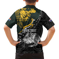 New Zealand and South Africa Rugby Personalised Kid Hawaiian Shirt Maori Kiwi With Springboks