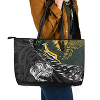 New Zealand and South Africa Rugby Leather Tote Bag Maori Kiwi With Springboks LT15 - Polynesian Pride