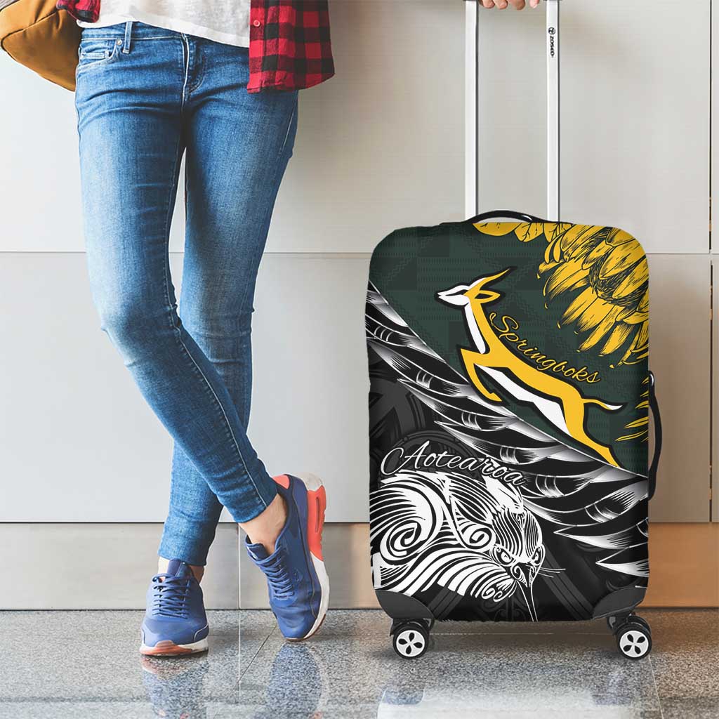 New Zealand and South Africa Rugby Luggage Cover Maori Kiwi With Springboks