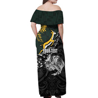New Zealand and South Africa Rugby Personalised Off Shoulder Maxi Dress Maori Kiwi With Springboks