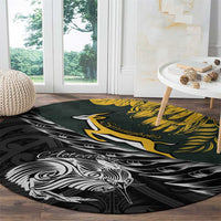 New Zealand and South Africa Rugby Round Carpet Maori Kiwi With Springboks