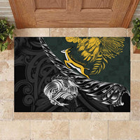 New Zealand and South Africa Rugby Rubber Doormat Maori Kiwi With Springboks LT15 Black - Polynesian Pride