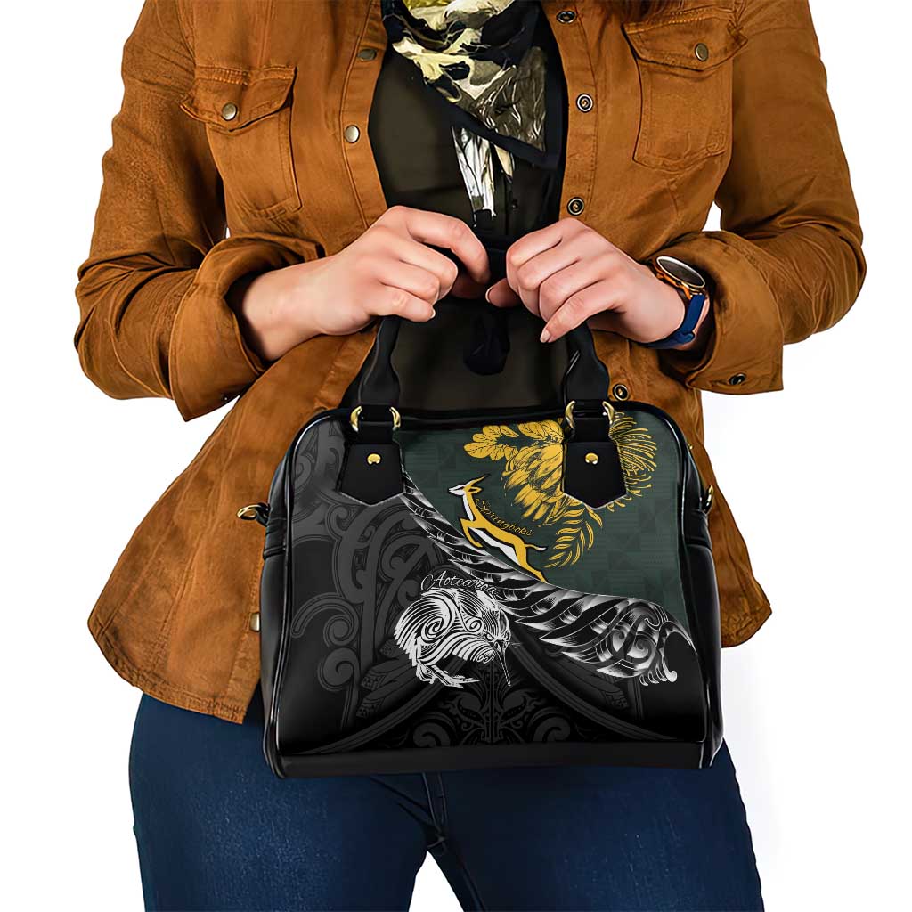 New Zealand and South Africa Rugby Shoulder Handbag Maori Kiwi With Springboks