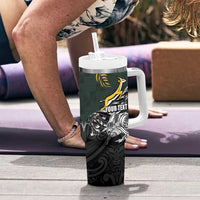 New Zealand and South Africa Rugby Personalised Tumbler With Handle Maori Kiwi With Springboks LT15 - Polynesian Pride