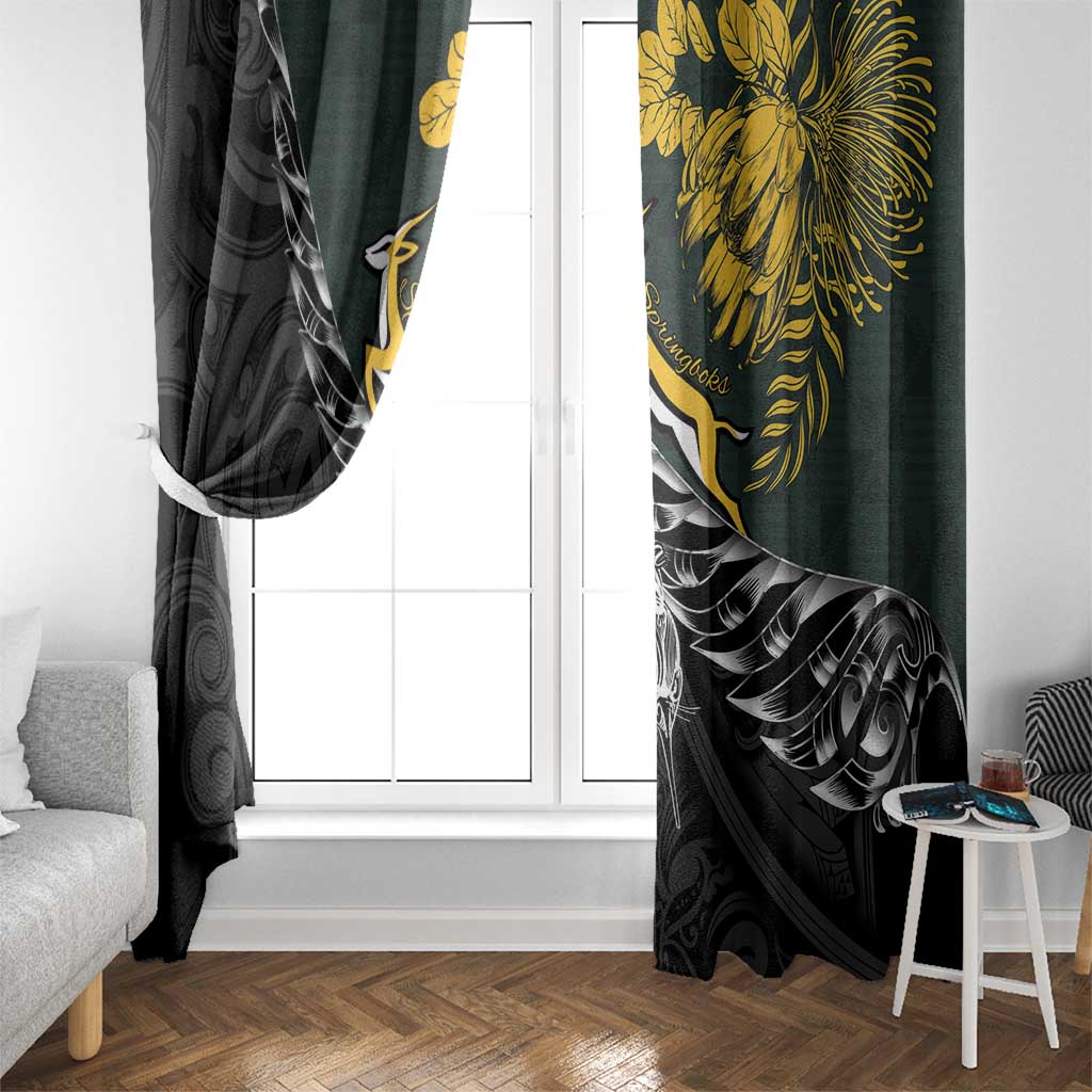 New Zealand and South Africa Rugby Window Curtain Maori Kiwi With Springboks LT15 - Polynesian Pride