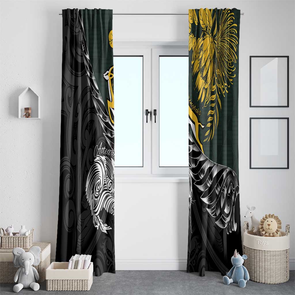 New Zealand and South Africa Rugby Window Curtain Maori Kiwi With Springboks LT15 - Polynesian Pride