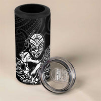 New Zealand Silver Fern Rugby Custom 4 in 1 Can Cooler Tumbler Maori Tiki Black Version LT15 - Polynesian Pride