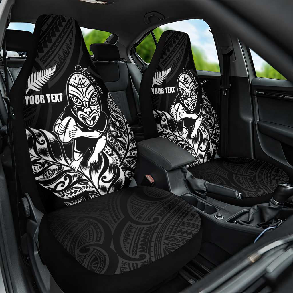 New Zealand Silver Fern Rugby Custom Car Seat Cover Maori Tiki Black Version LT15 One Size Black - Polynesian Pride