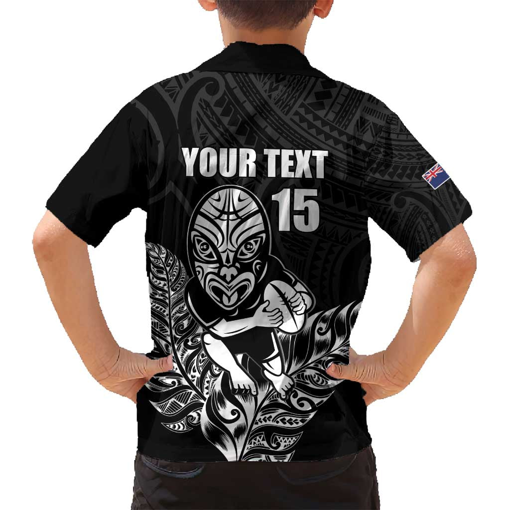 New Zealand Silver Fern Rugby Custom Family Matching Long Sleeve Bodycon Dress and Hawaiian Shirt Maori Tiki Black Version