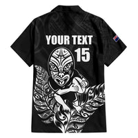 New Zealand Silver Fern Rugby Custom Family Matching Long Sleeve Bodycon Dress and Hawaiian Shirt Maori Tiki Black Version