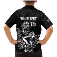 New Zealand Silver Fern Rugby Custom Family Matching Mermaid Dress and Hawaiian Shirt Maori Tiki Black Version