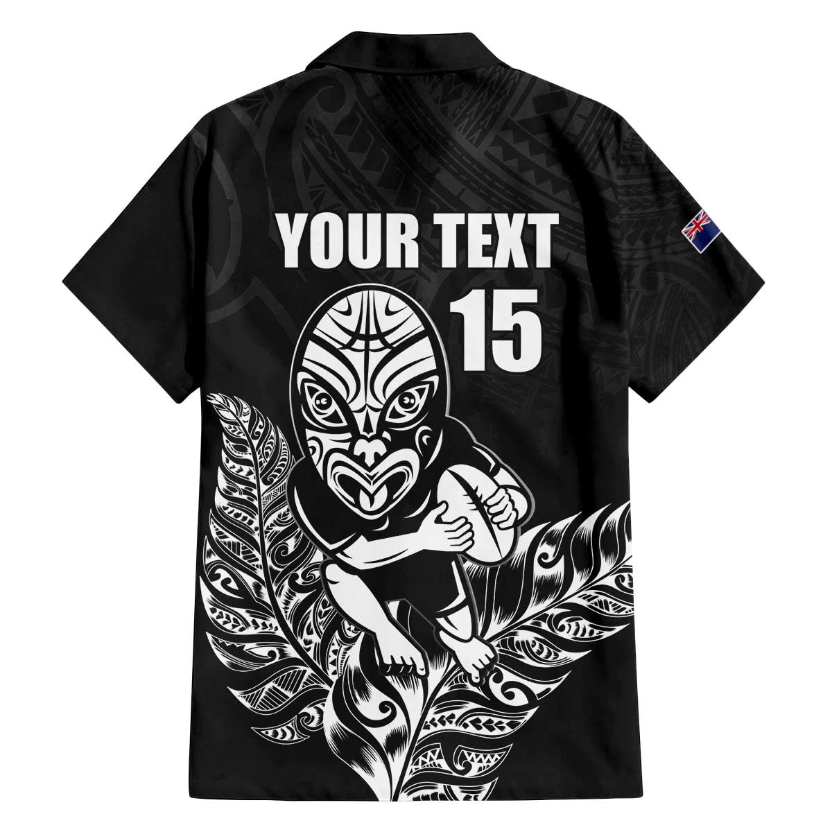 New Zealand Silver Fern Rugby Custom Family Matching Off The Shoulder Long Sleeve Dress and Hawaiian Shirt Maori Tiki Black Version