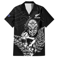 New Zealand Silver Fern Rugby Custom Family Matching Off Shoulder Maxi Dress and Hawaiian Shirt Maori Tiki Black Version