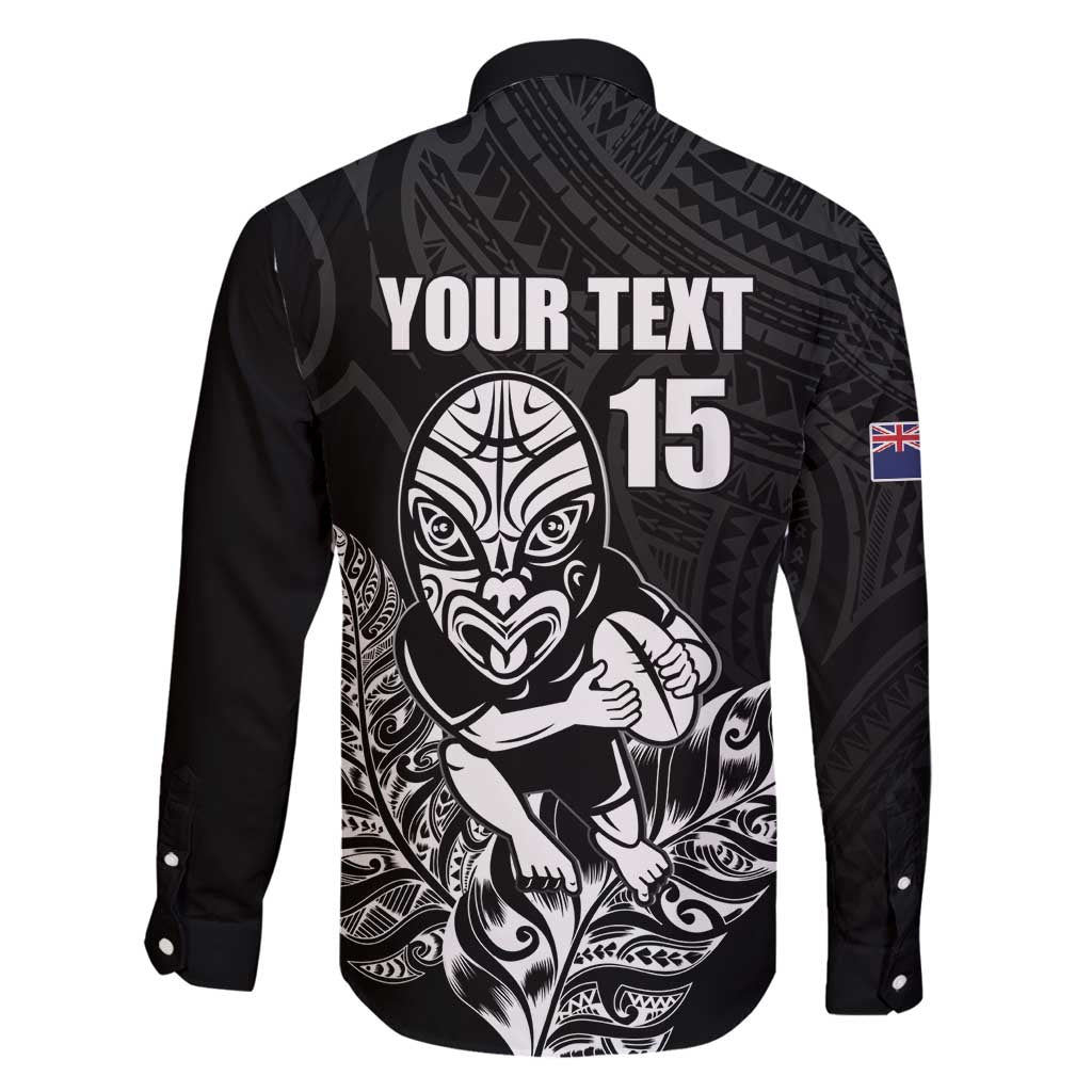 New Zealand Silver Fern Rugby Custom Family Matching Puletasi and Hawaiian Shirt Maori Tiki Black Version