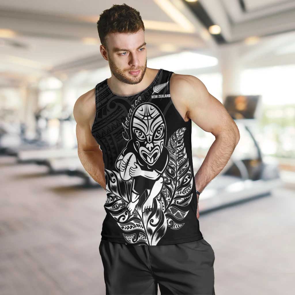 New Zealand Silver Fern Rugby Custom Men Tank Top Maori Tiki Black Version
