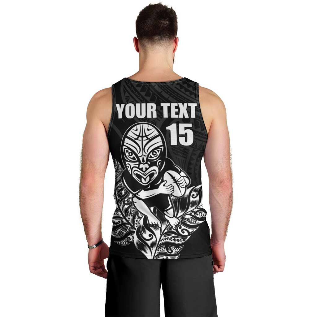New Zealand Silver Fern Rugby Custom Men Tank Top Maori Tiki Black Version