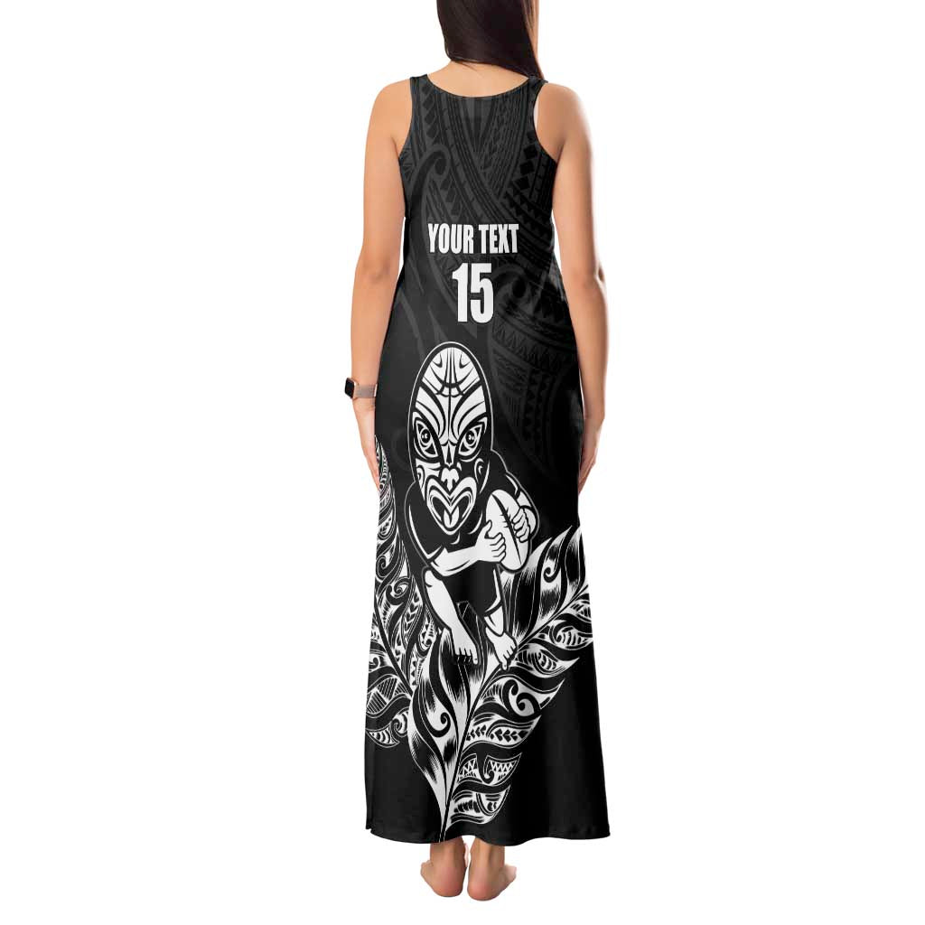 New Zealand Silver Fern Rugby Custom Tank Maxi Dress Maori Tiki Black Version