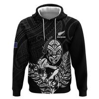 New Zealand Silver Fern Rugby Custom Zip Hoodie Maori Tiki Black Version LT15 Pullover Hoodie Black - Polynesian Pride