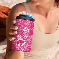 New Zealand Silver Fern Rugby Custom 4 in 1 Can Cooler Tumbler Maori Tiki Pink Version