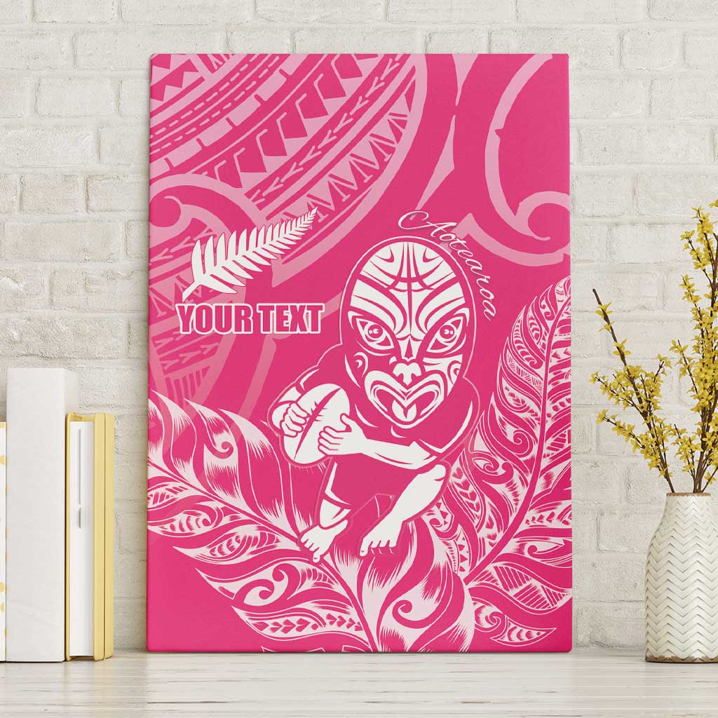New Zealand Silver Fern Rugby Custom Canvas Wall Art Maori Tiki Pink Version