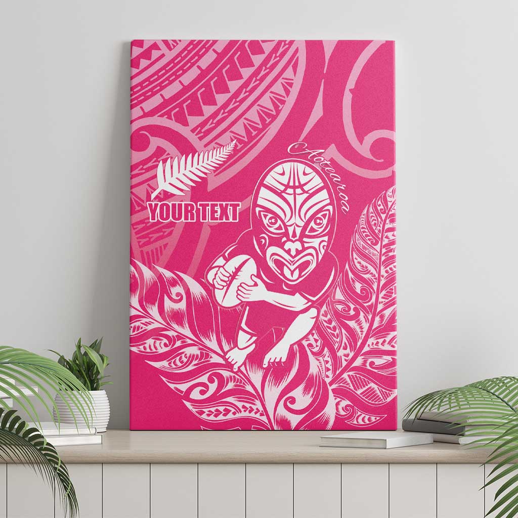 New Zealand Silver Fern Rugby Custom Canvas Wall Art Maori Tiki Pink Version
