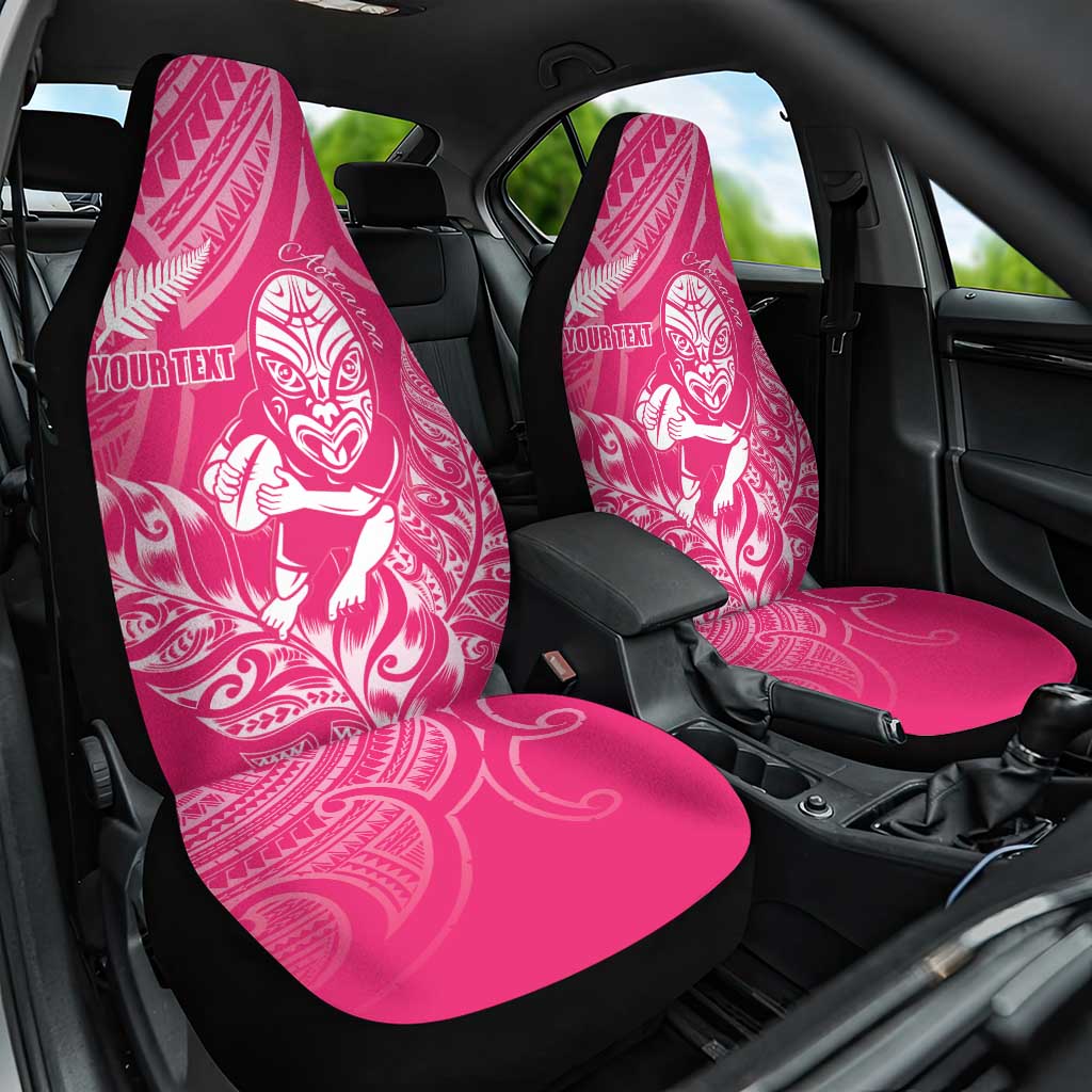 New Zealand Silver Fern Rugby Custom Car Seat Cover Maori Tiki Pink Version LT15 One Size Pink - Polynesian Pride