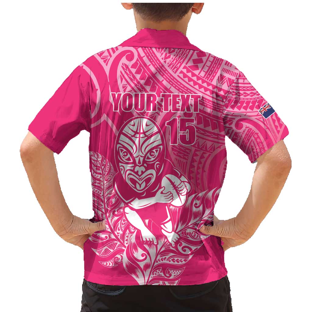 New Zealand Silver Fern Rugby Custom Family Matching Mermaid Dress and Hawaiian Shirt Maori Tiki Pink Version