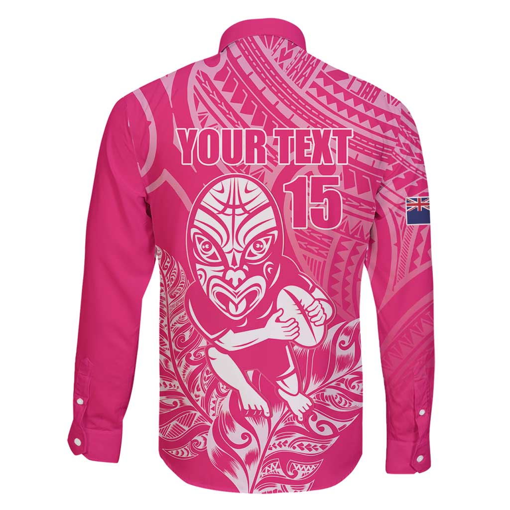 New Zealand Silver Fern Rugby Custom Family Matching Puletasi and Hawaiian Shirt Maori Tiki Pink Version