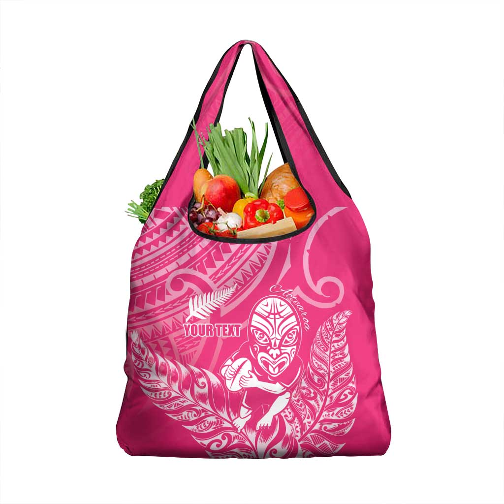 New Zealand Silver Fern Rugby Custom Grocery Bag Maori Tiki Pink Version LT15 1-pack One Size Pink - Polynesian Pride