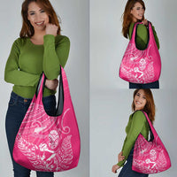 New Zealand Silver Fern Rugby Custom Grocery Bag Maori Tiki Pink Version LT15 - Polynesian Pride