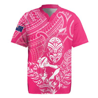 New Zealand Silver Fern Rugby Custom Rugby Jersey Maori Tiki Pink Version LT15 Pink - Polynesian Pride