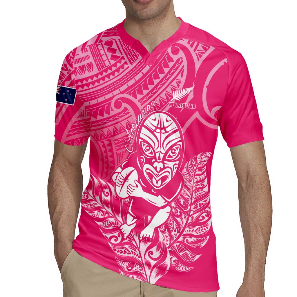 New Zealand Silver Fern Rugby Custom Rugby Jersey Maori Tiki Pink Version LT15 - Polynesian Pride
