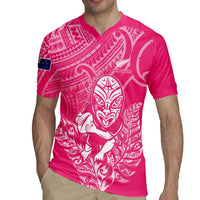 New Zealand Silver Fern Rugby Custom Rugby Jersey Maori Tiki Pink Version LT15 - Polynesian Pride