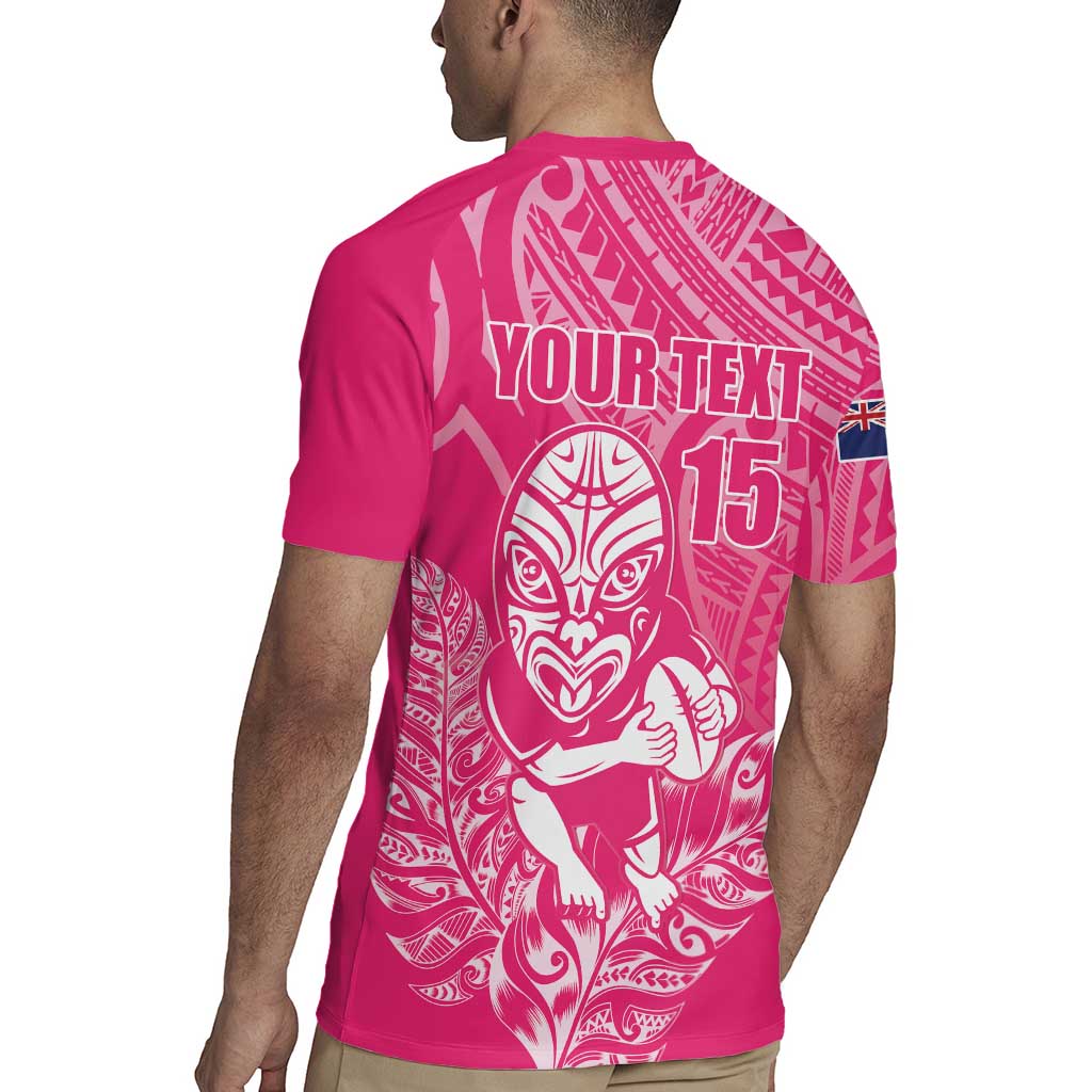 New Zealand Silver Fern Rugby Custom Rugby Jersey Maori Tiki Pink Version LT15 - Polynesian Pride