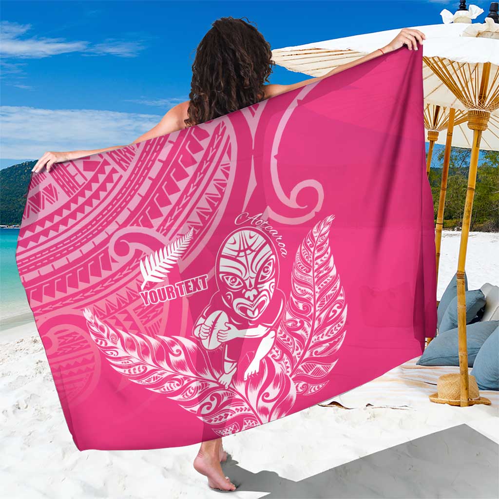 New Zealand Silver Fern Rugby Custom Sarong Maori Tiki Pink Version