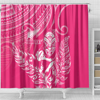 New Zealand Silver Fern Rugby Custom Shower Curtain Maori Tiki Pink Version
