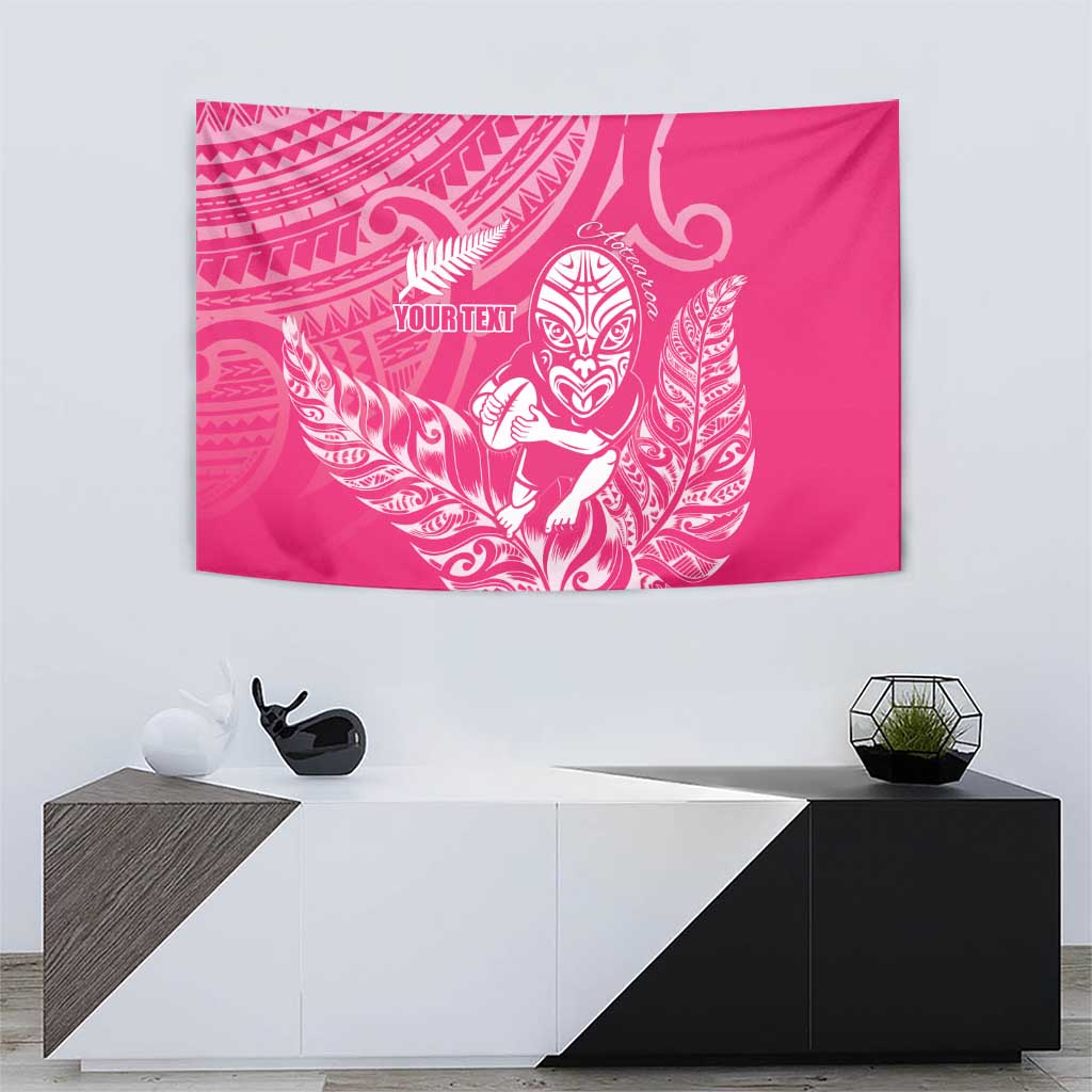 New Zealand Silver Fern Rugby Custom Tapestry Maori Tiki Pink Version