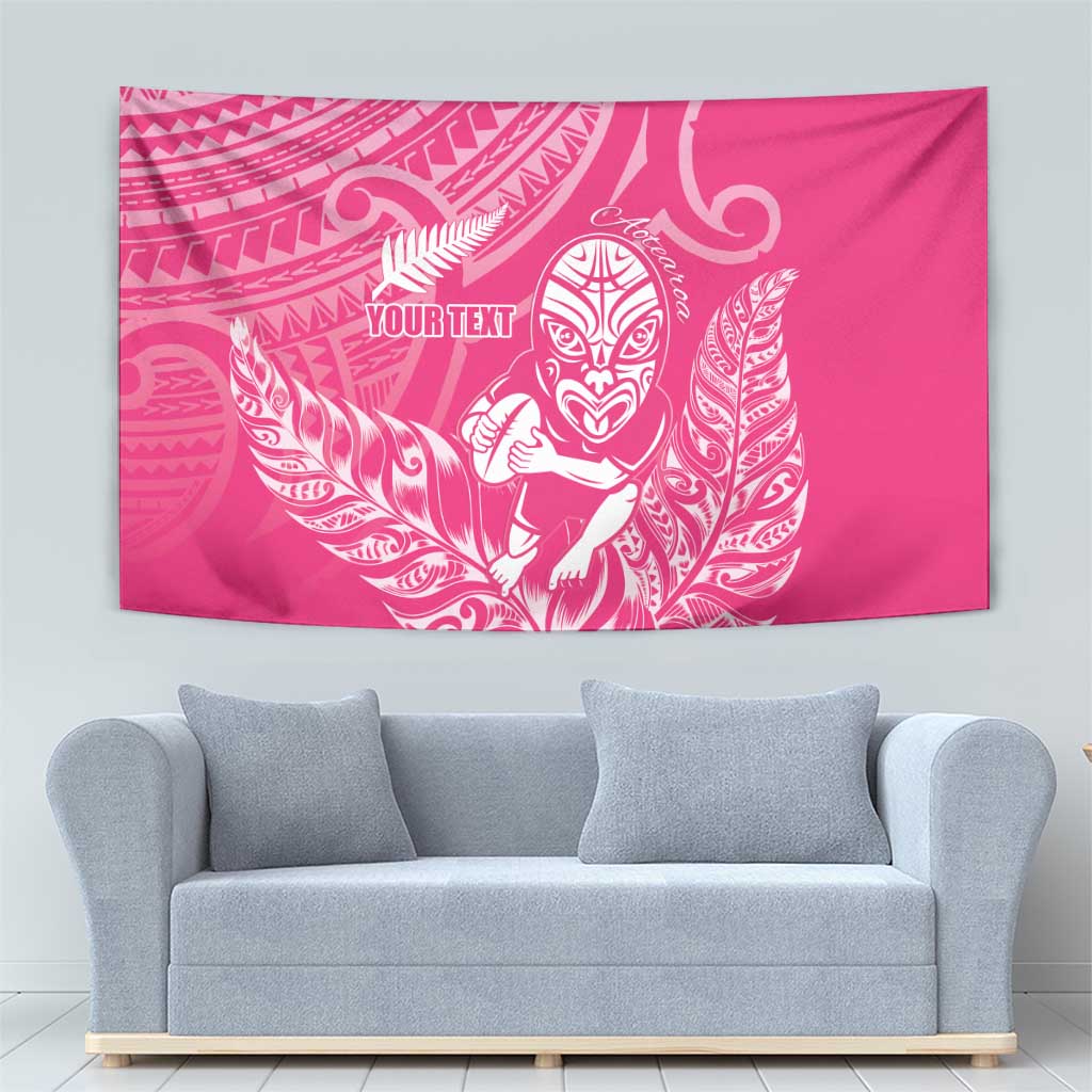 New Zealand Silver Fern Rugby Custom Tapestry Maori Tiki Pink Version