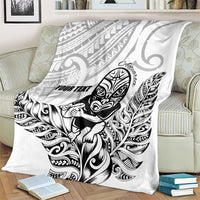 New Zealand Silver Fern Rugby Custom Blanket Maori Tiki White Version