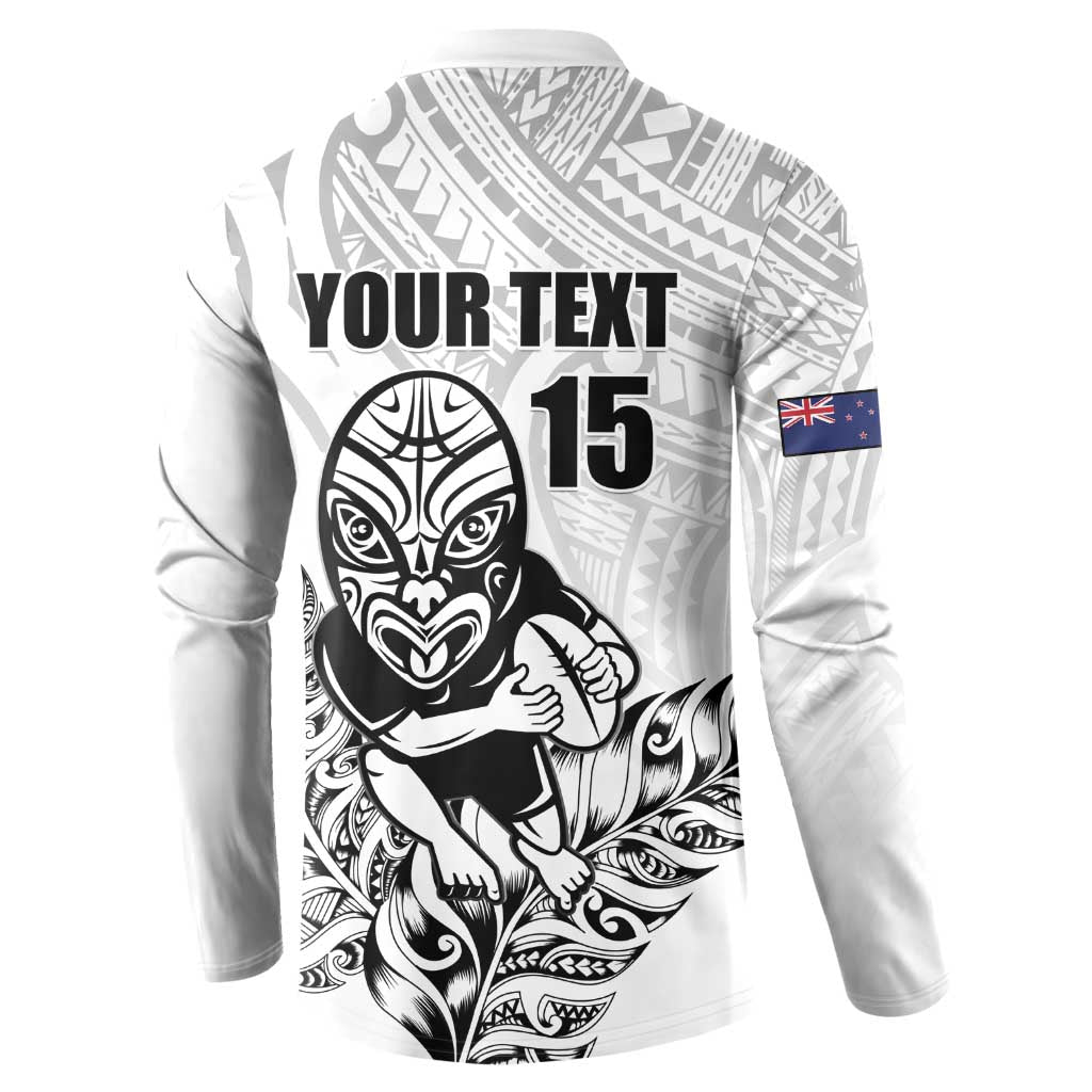 New Zealand Silver Fern Rugby Custom Button Sweatshirt Maori Tiki White Version
