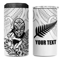 New Zealand Silver Fern Rugby Custom 4 in 1 Can Cooler Tumbler Maori Tiki White Version LT15 One Size: 16 oz White - Polynesian Pride